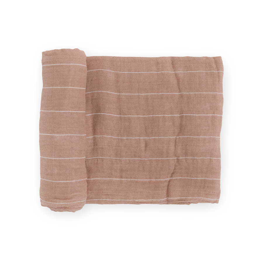 Mauve Stripe Cotton Muslin Swaddle