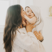 Load image into Gallery viewer, Grey Stripe Infant Hooded Towel