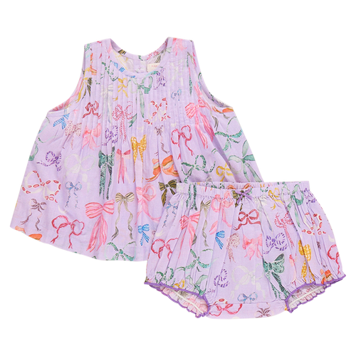 Lavender Watercolor Bows Baby Girl Set