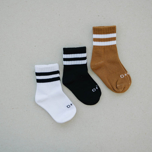 White Black Stripes Crew Baby Socks