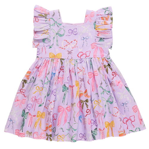 Lavender Watercolor Bows Elsie Dress