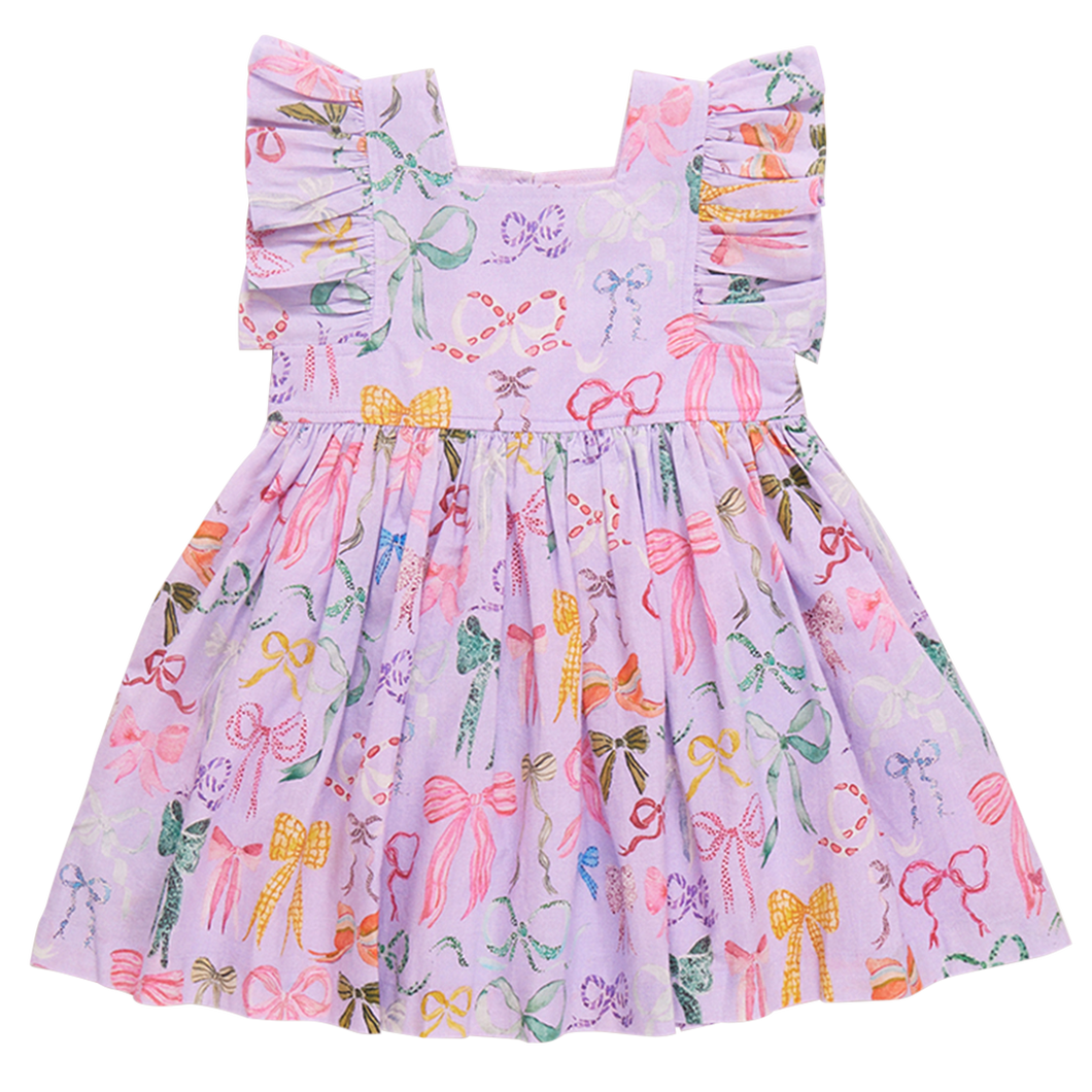 Lavender Watercolor Bows Elsie Dress