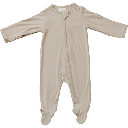 Oatmeal Bamboo Zipper Footie