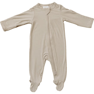 Oatmeal Bamboo Zipper Footie