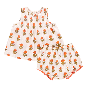 Small Orange Bud Baby Girls Set