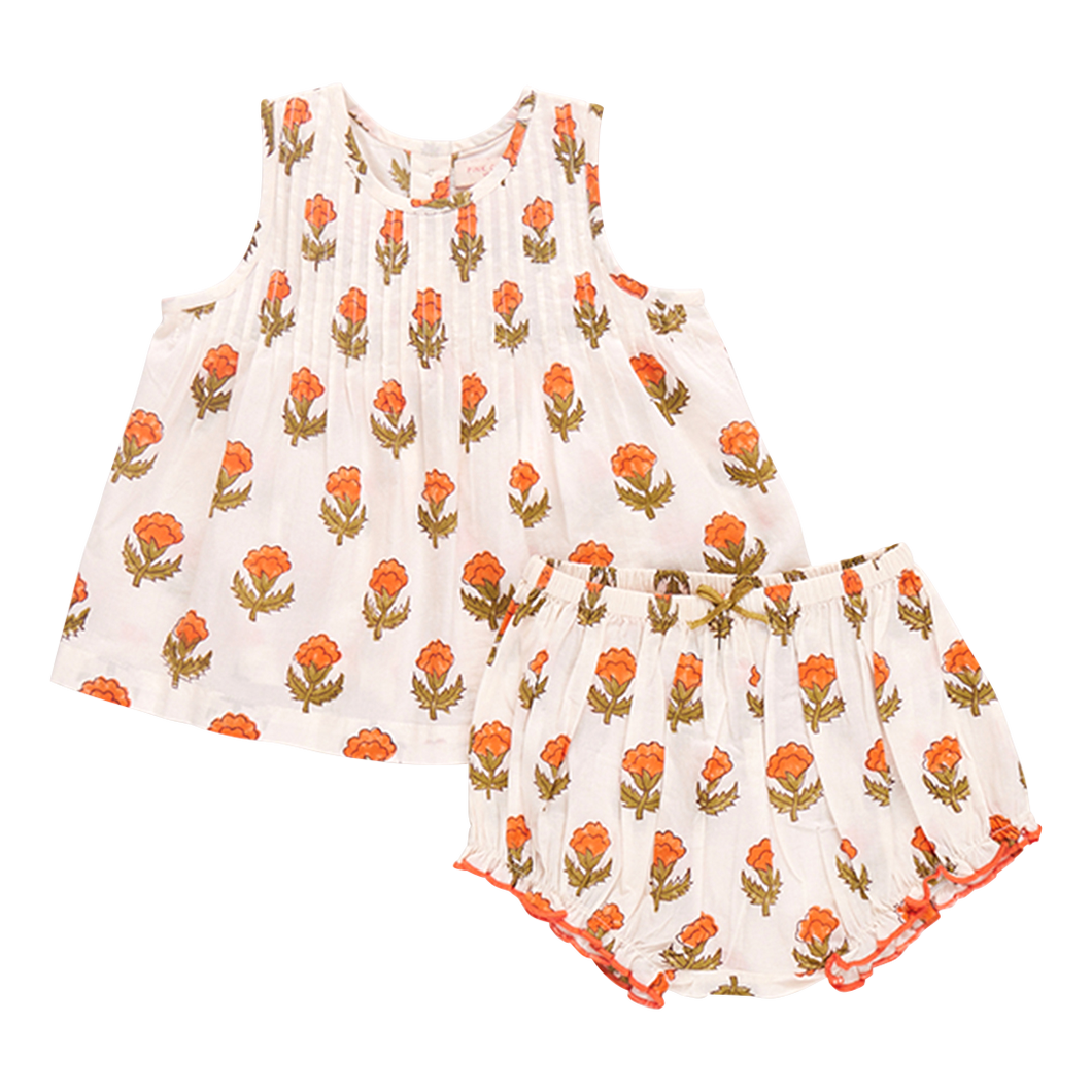 Small Orange Bud Baby Girls Set