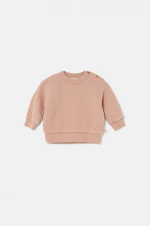 Coral Quilted Zig Zag Baby Sweater
