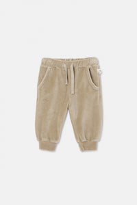 Beige Velour Baby Sweatpant