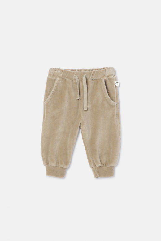 Beige Velour Baby Sweatpant