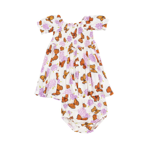 Monarch Butterflies and Milkweed Puff Dress