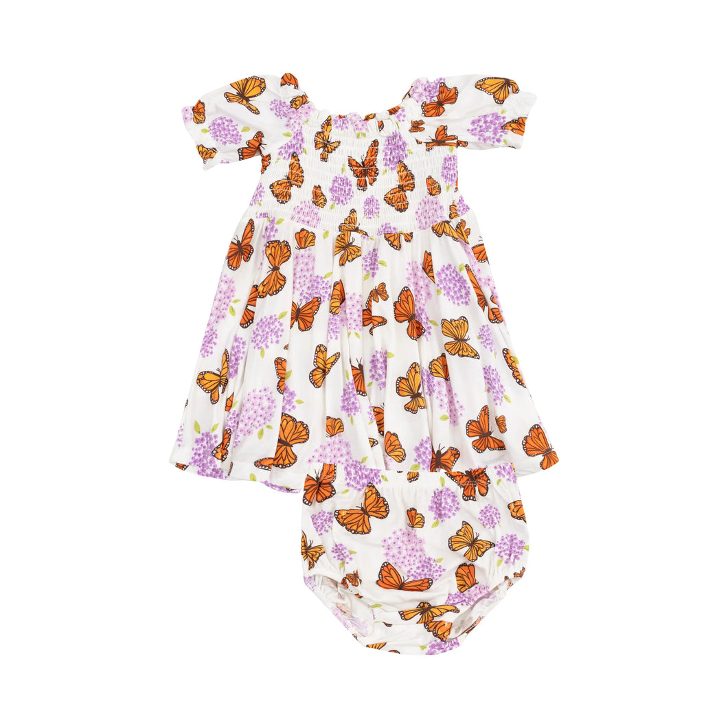 Monarch Butterflies and Milkweed Puff Dress