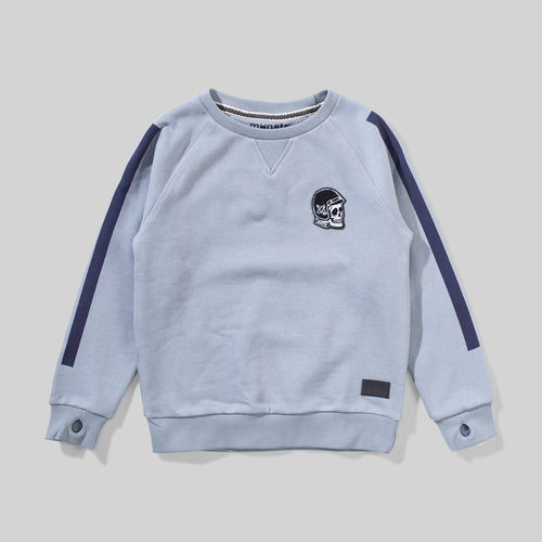 Dusty Blue Skull Racer Crew Sweatshirt