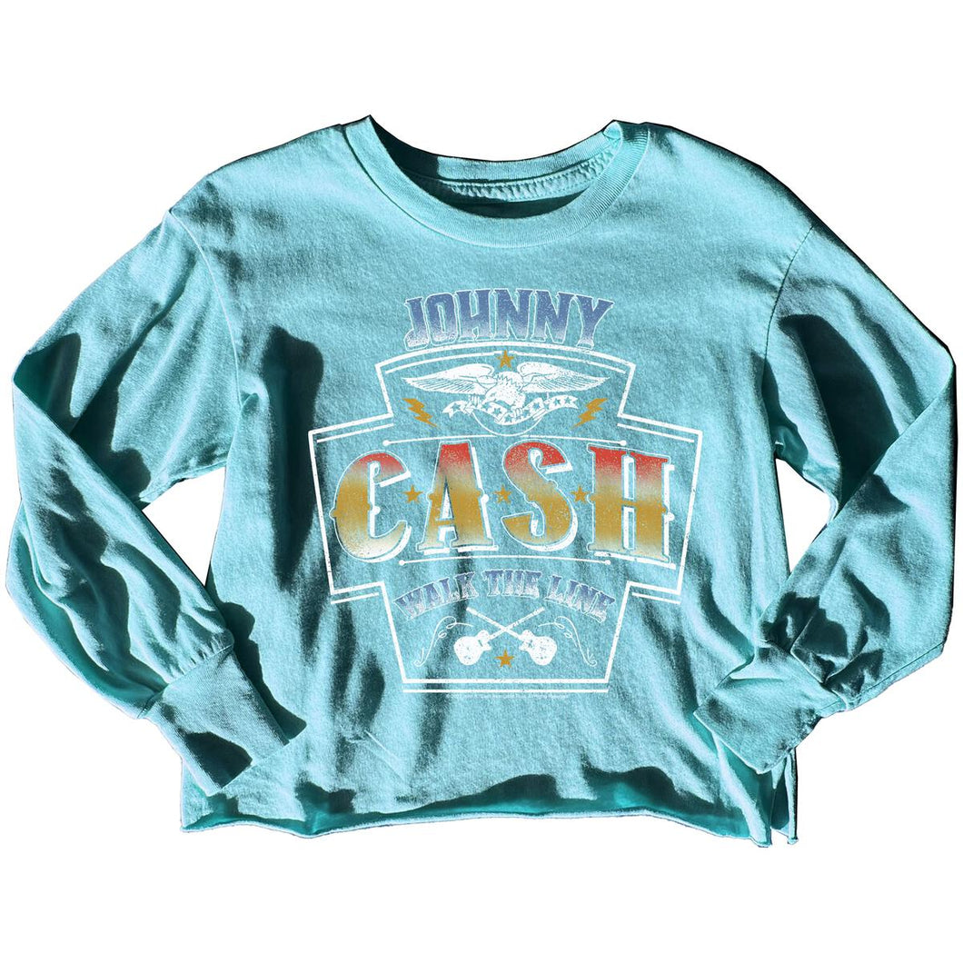 Johnny Cash Not Quite Cropped Long Sleeve Tee