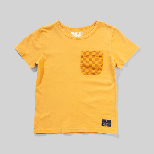 Mineral Mustard Checked Pocket Tee