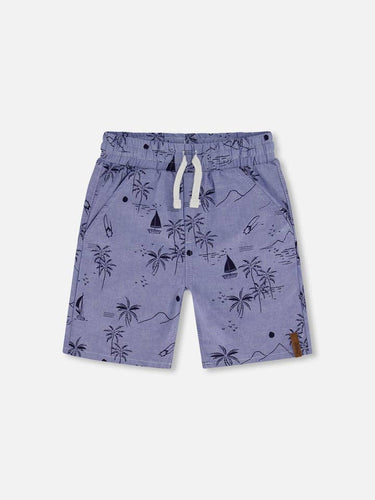Blue Beach Printed Chambray Shorts