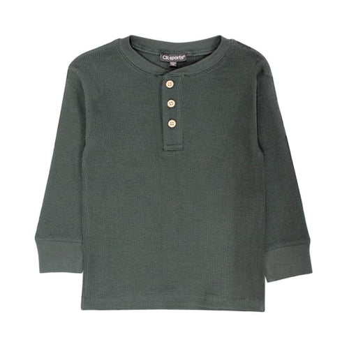 Forest Green Basic Thermal Henley
