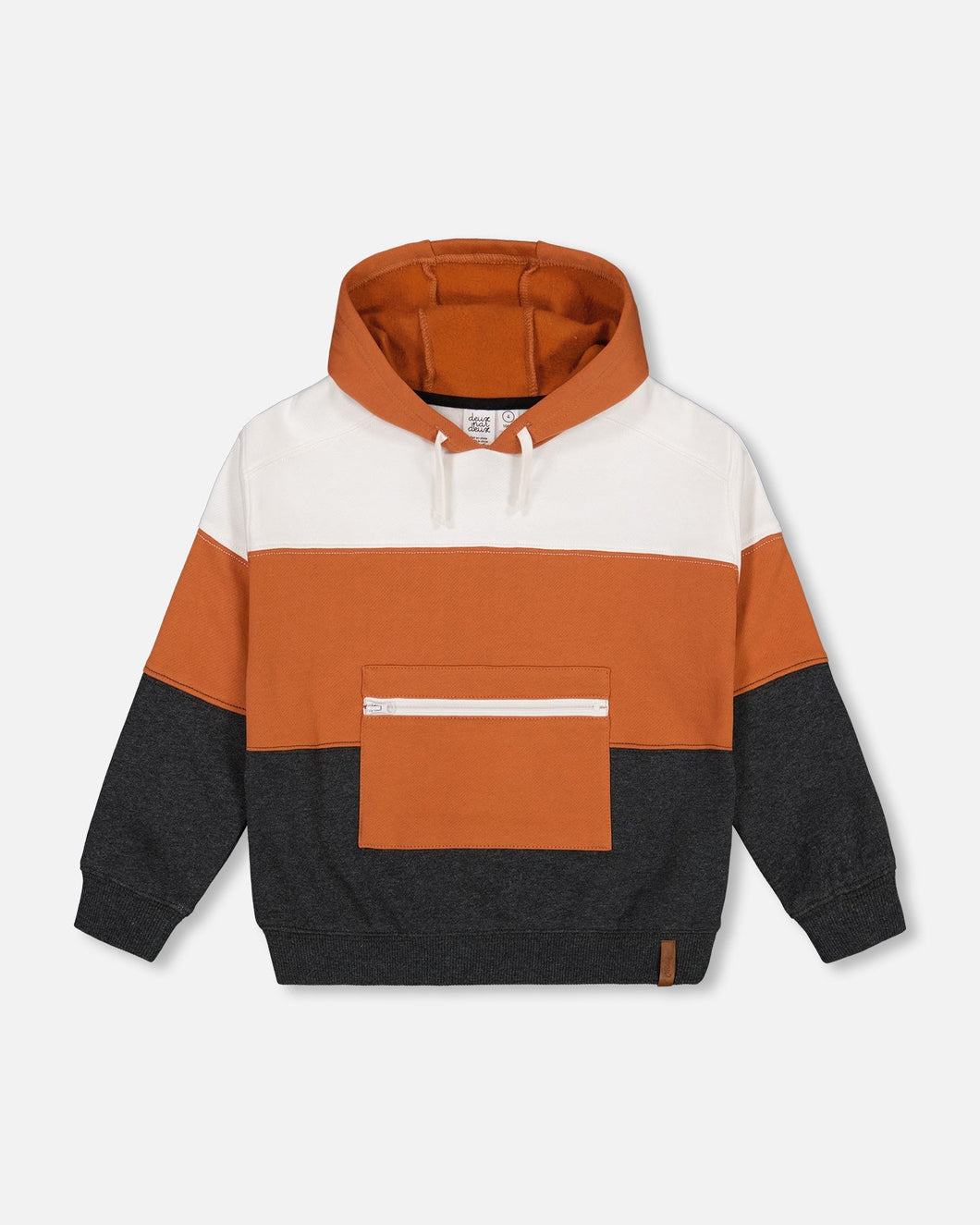 Caramel Colorblock Hoodie With Zipper Pocket