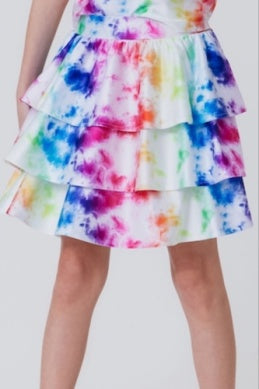 Rainbow Ice Dye Tiered Skirt