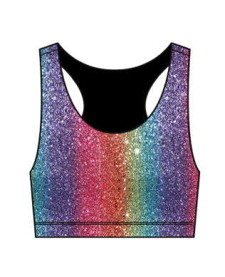 Rainbow Glitter Foil Girls Sports Bra