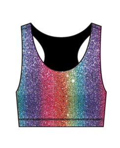 Rainbow Glitter Foil Girls Sports Bra
