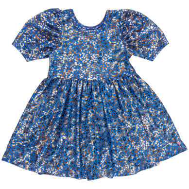 Blue Leopard Lamé Laurie Dress