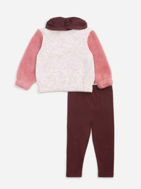 Pink Sherpa Trimmed Pant Set