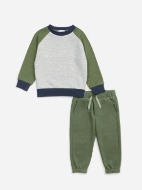 Heather Grey & Olive Sweatshirt Set