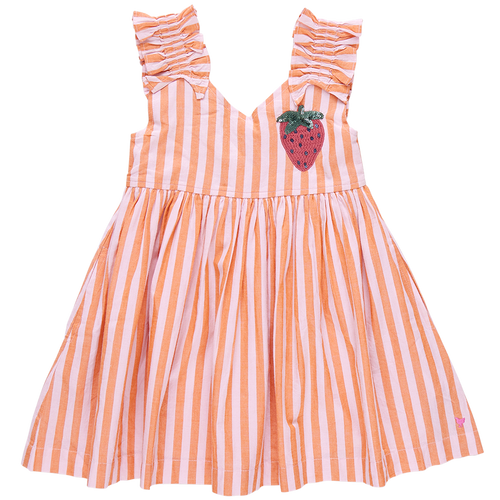 Orange Pink Stripe Via Dress