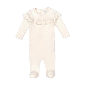 Natural Ribbed Emma Ruffle Footie