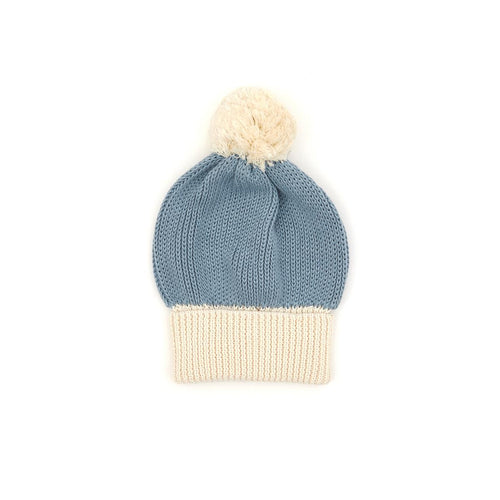 Steel Blue Pom Pom Beanie