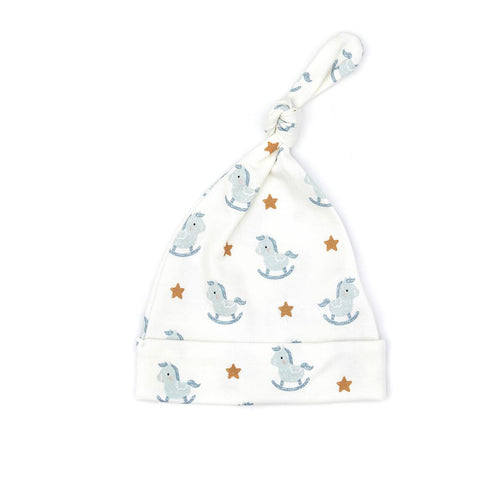 Natural Light Blue Rocking Horses Knot Hat