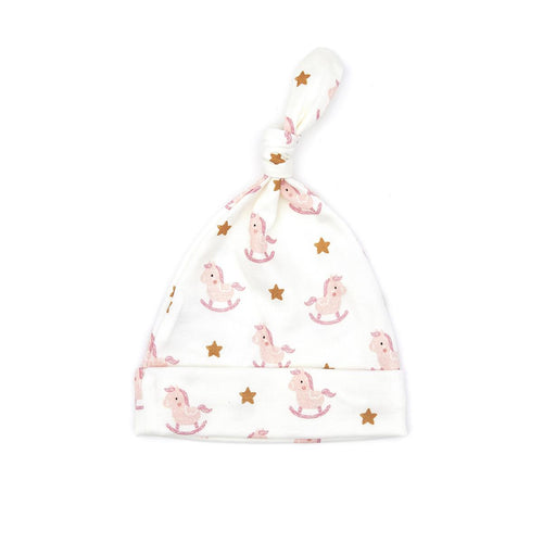 Natural Shell Pink Rocking Horses Knot Hat