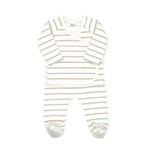 Natural Light Blue Stripe Stripe Baby Kimono Set