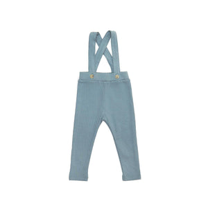 Blue Ribbed Suspender Pant