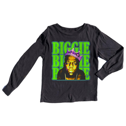 Biggie Washed Black Long Sleeve Tee