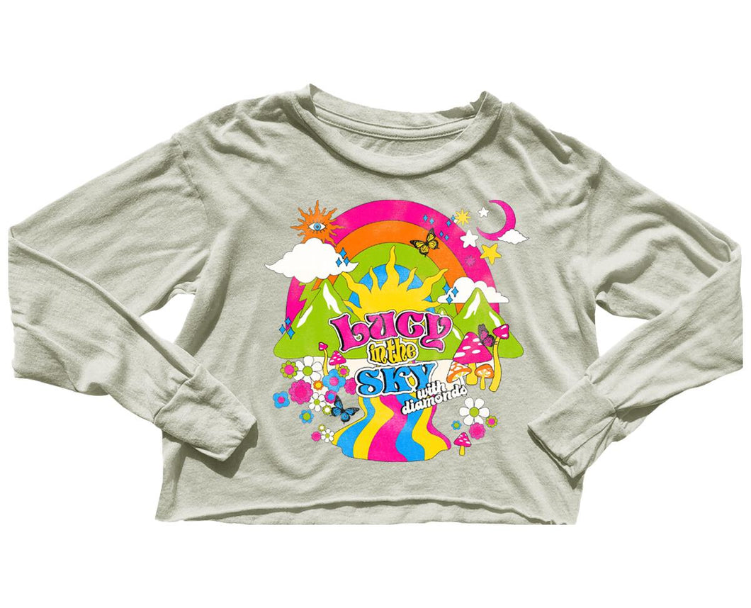 Cream Lucy In The Sky Not Quite Crop Long Sleeve Tee