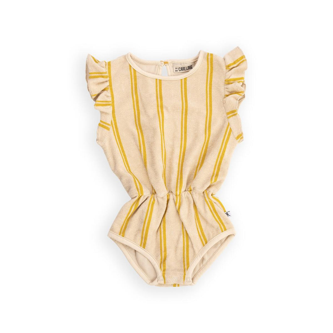 Yellow Stripe Baby Ruffle Playsuit