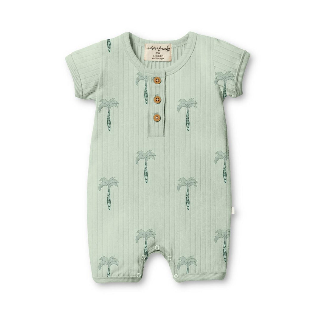 Palm Tree Organic Rib Baby Growsuit