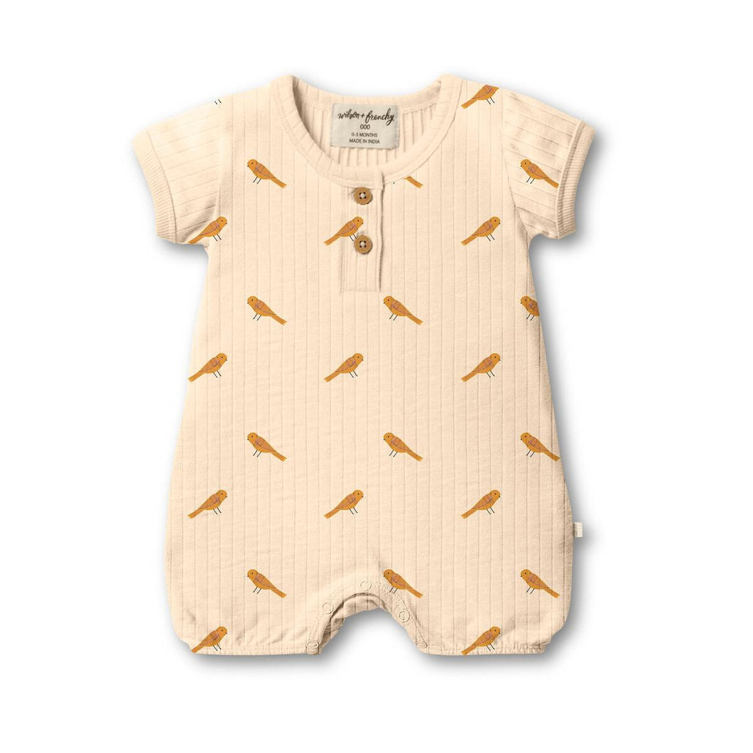 Tweet Tweet Organic Rib Henley Playsuit