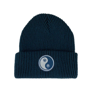 Blue Yin Yang Smiley Beanie