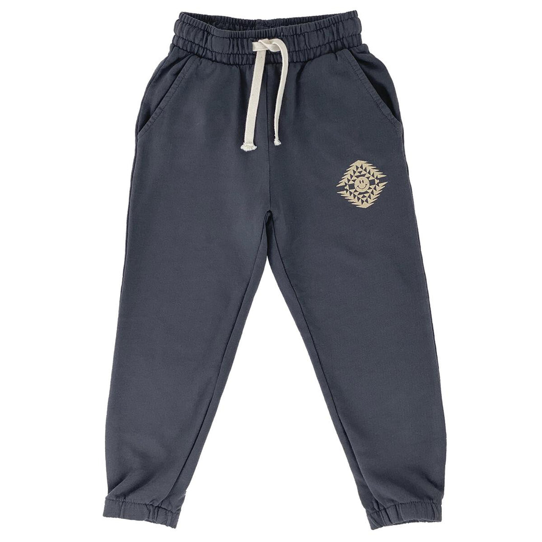 Faded Black Happy Camper Smiley Sweats