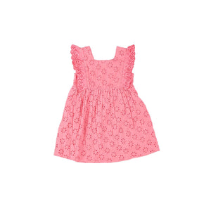 Bright Pink Eyelet Ruffle Dress