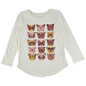 Natural Butterfly Raglan Long Sleeve Tee