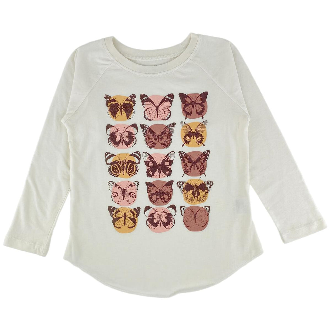 Natural Butterfly Raglan Long Sleeve Tee