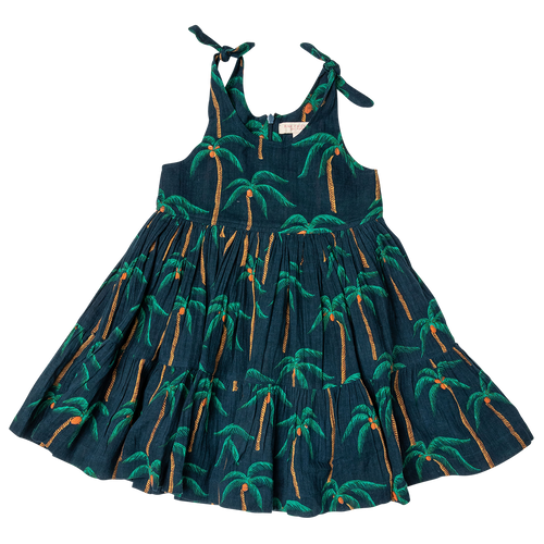 Navy Palm Tree Taylor Dress