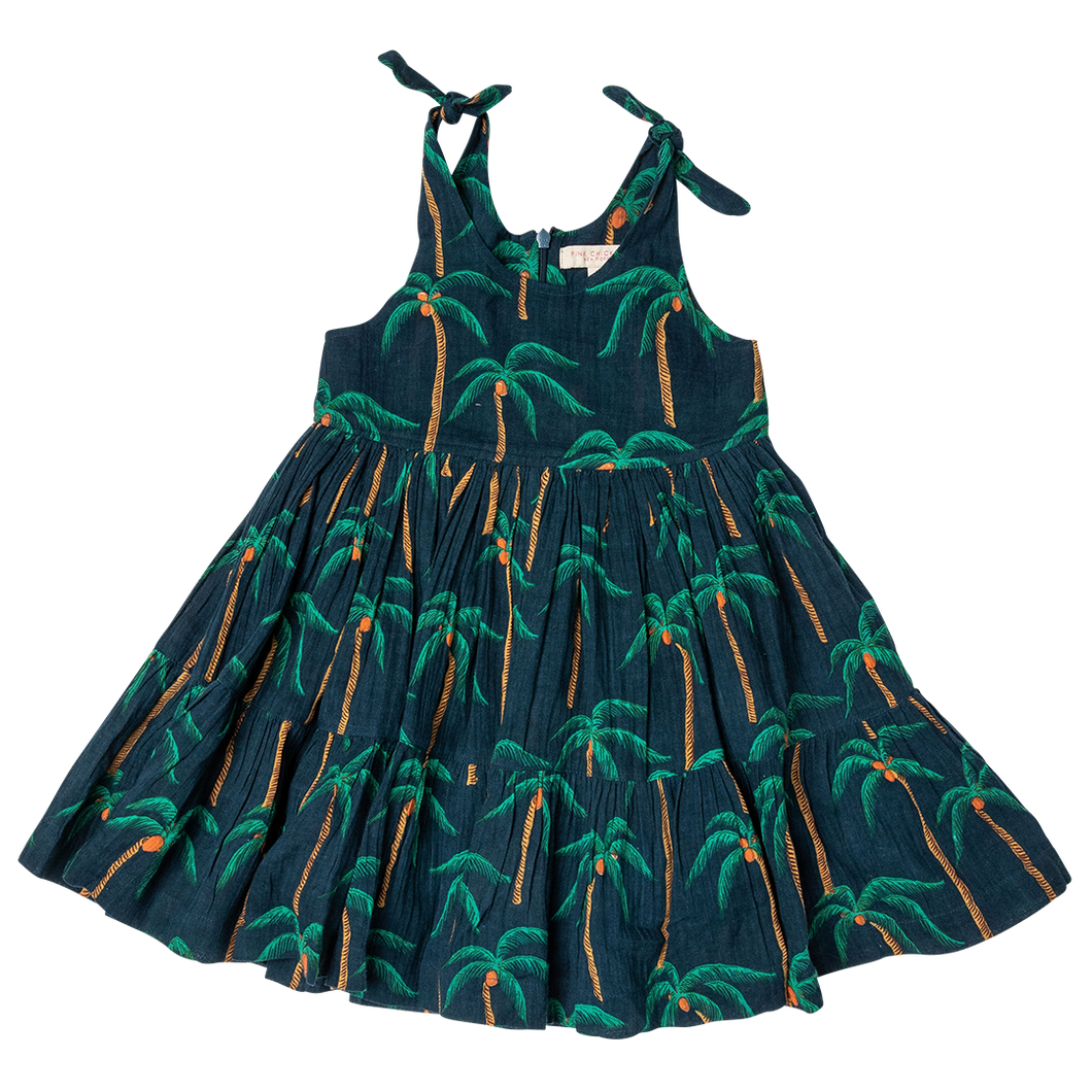 Navy Palm Tree Taylor Dress