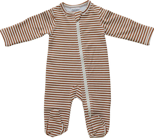 Rust Stripe Zipper Footie