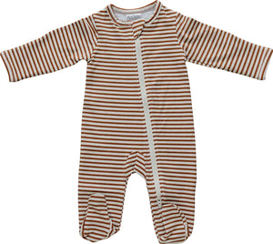 Rust Stripe Zipper Footie