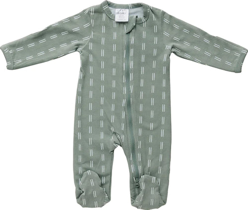 Sage Strokes Zipper Footie