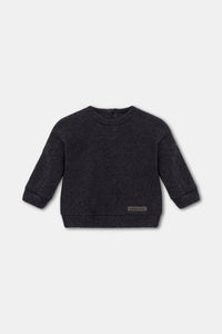Dark Grey Organic Knit Baby Sweater